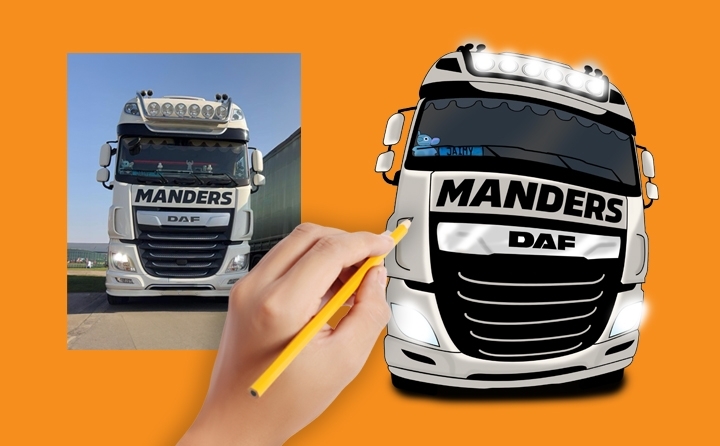 Car-toons: wij maken illustraties van jouw truck, auto, bus of ander voertuig